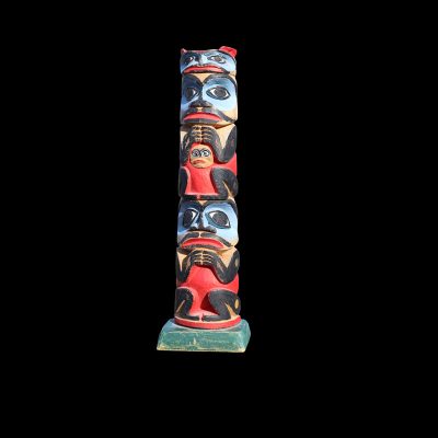 Fine Early Northwest Coast Bella Bella or Tlingit Hollow Back Totem Pole Circa 1900