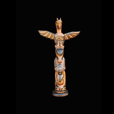 Beautiful Kwakiutl Totem Pole By Charlie James (1867-1938) Circa 1920