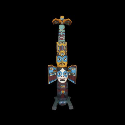 Important Large Tsimshian Cedar Totem Pole Casper Mather (1876-1972)