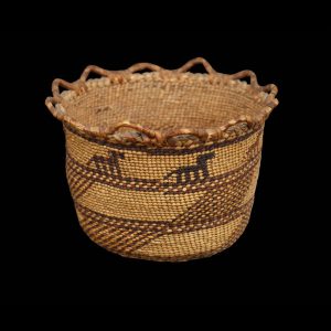 Rare Early Skokomish Figural Twined Basket Dog Design